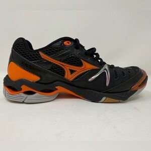 Mizuno Wave Lightning Volleyball Sneaker Shoes Women Size 7W Black Orange Mesh